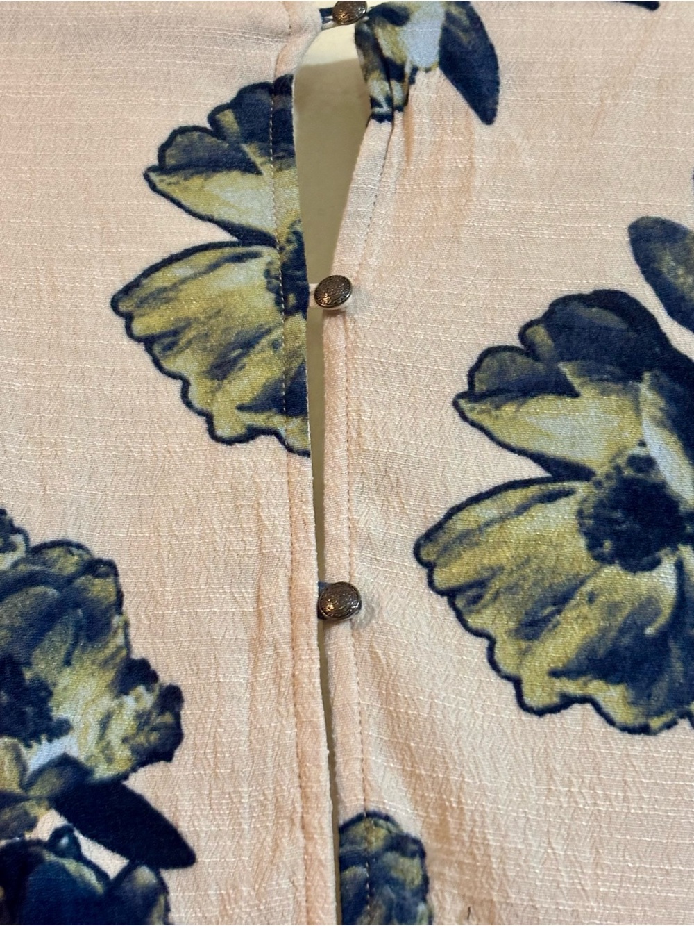 Free People Blush Floral Wrap Romper with Navy & Olive Accents - Picture 13 of 16